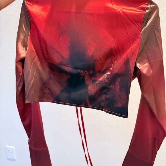 PrettyLittleThing Red Ombre Button Down Shirt. - Picture 5 of 7